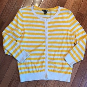Yellow button down striped sweater